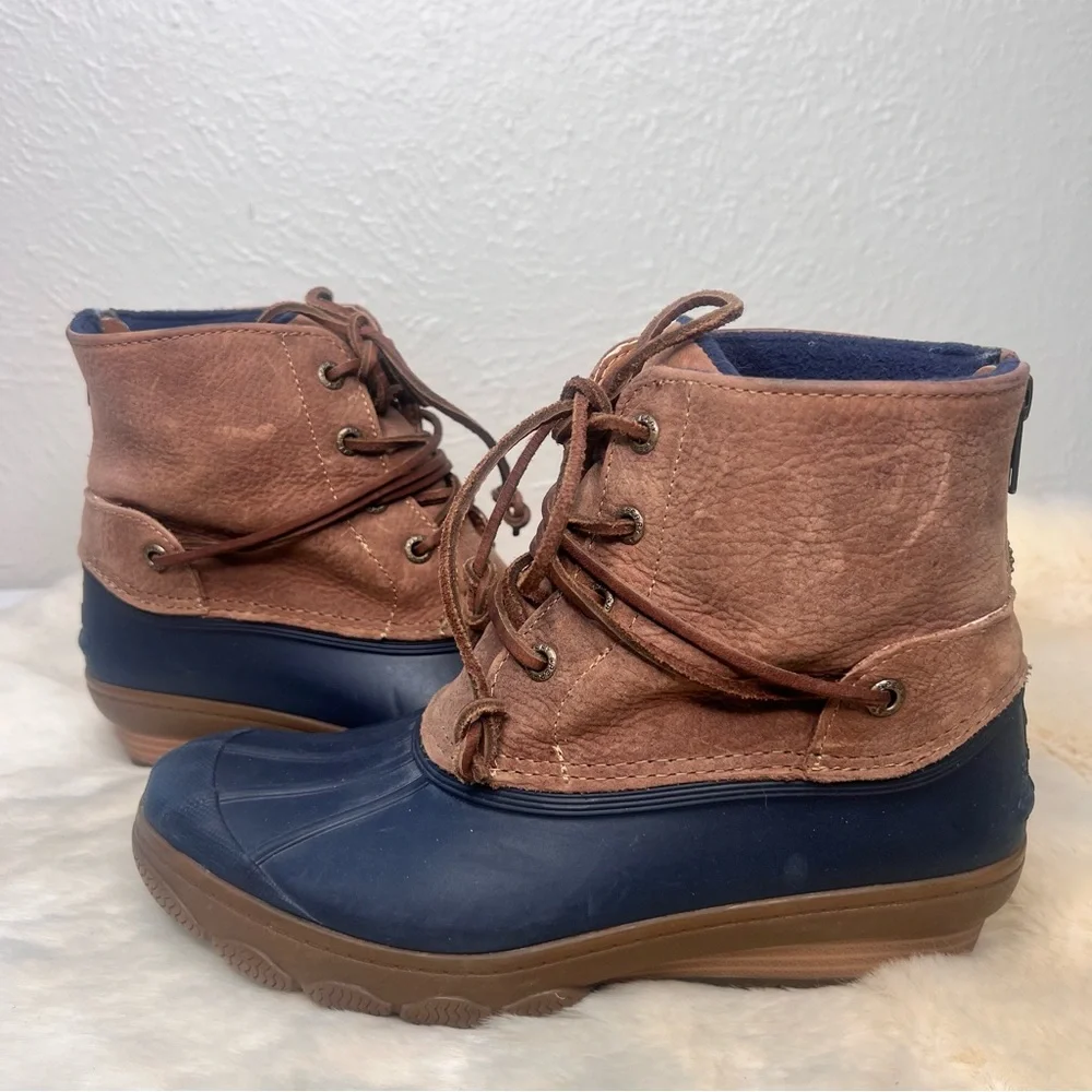 Sperry Duck blue rubber brown leather ankle boot - Picture 3 of 12